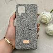 قاب گوشی Galaxy A12 - M12 سامسونگ نگین دار سواروسکی SWAROVSKI پلاک فلزی خاکستری کد 153004