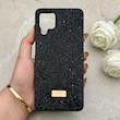 قاب گوشی Galaxy A12 - M12 سامسونگ نگین دار سواروسکی SWAROVSKI پلاک فلزی مشکی کد 153005