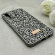 قاب گوشی Galaxy A30S - A50S - A50 سامسونگ نگین دار سواروسکی SWAROVSKI پلاک فلزی خاکستری کد 153018