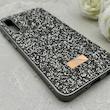 قاب گوشی Galaxy A30S - A50S - A50 سامسونگ نگین دار سواروسکی SWAROVSKI پلاک فلزی خاکستری کد 153018