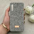 قاب گوشی Galaxy A30S - A50S - A50 سامسونگ نگین دار سواروسکی SWAROVSKI پلاک فلزی خاکستری کد 153018