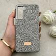 قاب گوشی Galaxy S21 FE سامسونگ نگین دار سواروسکی SWAROVSKI پلاک فلزی خاکستری کد 153031