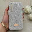 قاب گوشی Galaxy S23 FE سامسونگ نگین دار سواروسکی SWAROVSKI پلاک فلزی نقره ای کد 153037