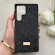 قاب گوشی Galaxy S25 Ultra سامسونگ نگین دار سواروسکی SWAROVSKI پلاک فلزی مشکی کد 153046