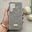 قاب گوشی Galaxy S25 Ultra سامسونگ نگین دار سواروسکی SWAROVSKI پلاک فلزی خاکستری کد 153048
