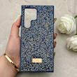 قاب گوشی Galaxy S23 Ultra سامسونگ نگین دار سواروسکی SWAROVSKI پلاک فلزی سرمه ای کد 153053