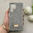 قاب گوشی Galaxy S23 Ultra سامسونگ نگین دار سواروسکی SWAROVSKI پلاک فلزی خاکستری کد 153058