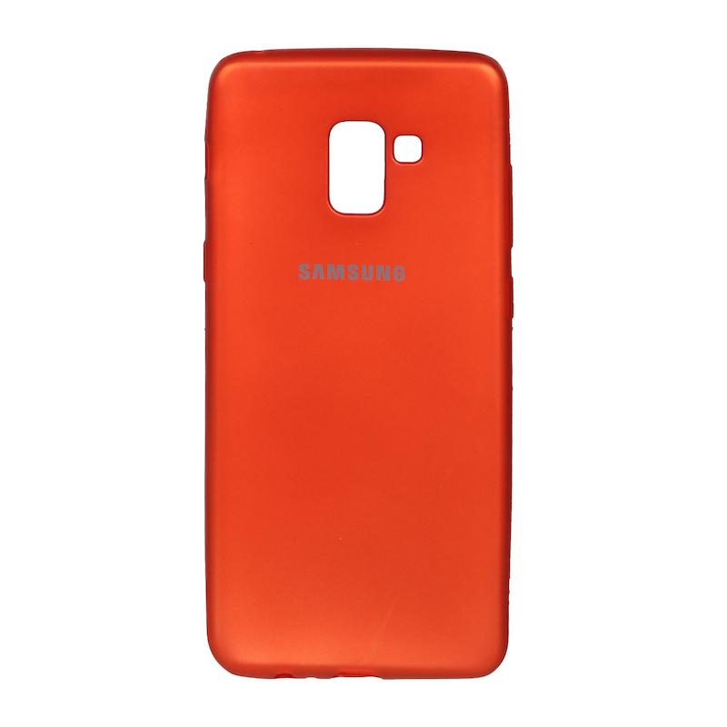 قاب گوشی Galaxy A8 Plus سامسونگ طرح سیلیکونی ژله ای TPU قرمز متالیک کد 98906