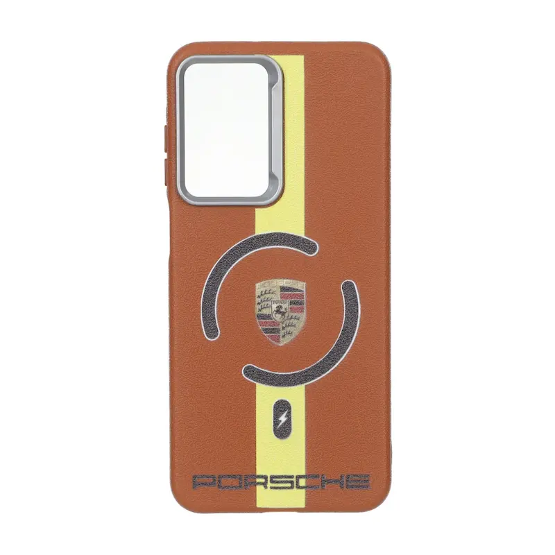قاب گوشی Galaxy A17 سامسونگ لدر دیزاین SOFT Lether Design سیلیکونی طرح مگ سیف قهوه ای کد 98938