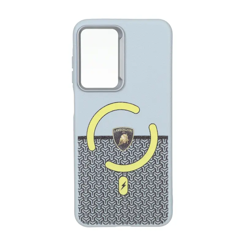 قاب گوشی Galaxy A17 سامسونگ لدر دیزاین SOFT Lether Design سیلیکونی طرح مگ سیف آبی روشن کد 98940