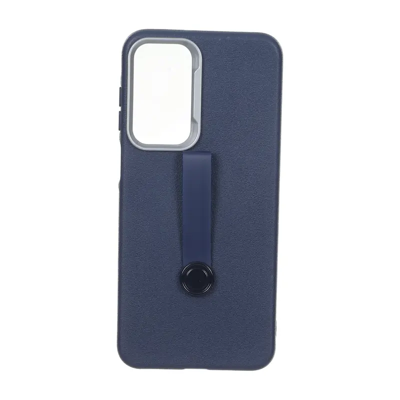 قاب گوشی Galaxy A17 سامسونگ لدر دیزاین SOFT Lether Design فینگربند انگشتی سیلیکونی طرح چرمی سرمه ای کد 98954
