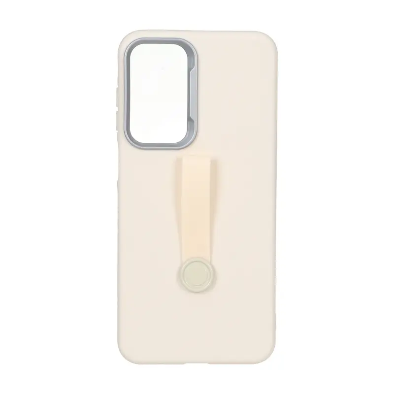 قاب گوشی Galaxy A17 سامسونگ لدر دیزاین SOFT Lether Design فینگربند انگشتی سیلیکونی طرح چرمی کرم کد 98955