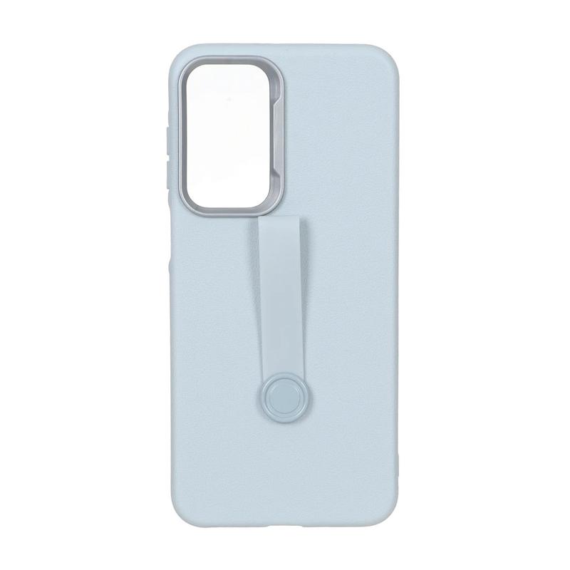 قاب گوشی Galaxy A17 سامسونگ لدر دیزاین SOFT Lether Design فینگربند انگشتی سیلیکونی طرح چرمی آبی روشن کد 98958