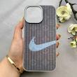 قاب گوشی iPhone 16 Pro Max آیفون کرکره ای لیزری سخت Hard براش اسپرت لنزسیلور طرح NIKE کد 152304