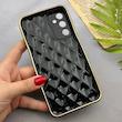 قاب گوشی Galaxy A34 سامسونگ ژله ای مای کیس گلد لاین لوزی دور طلایی محافظ لنز دار مشکی کد 154200