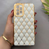 قاب گوشی Galaxy A52 4G - Galaxy A52 5G - Galaxy A52S سامسونگ ژله ای مای کیس گلد لاین لوزی دور طلایی محافظ لنز دار سفید کد 154209