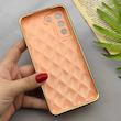 قاب گوشی Galaxy S21 FE سامسونگ ژله ای مای کیس گلد لاین لوزی دور طلایی محافظ لنز دار گلبهی کد 154213