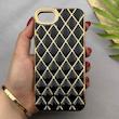 قاب گوشی iPhone 7 - iPhone 8 - iPhone SE 2020 - iPhone SE 2022 آیفون ژله ای مای کیس گلد لاین لوزی دور طلایی محافظ لنز دار مشکی کد 154216
