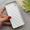 قاب گوشی iPhone X - XS آیفون ژله ای مای کیس گلد لاین لوزی دور طلایی محافظ لنز دار سفید کد 154222