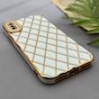 قاب گوشی iPhone X - XS آیفون ژله ای مای کیس گلد لاین لوزی دور طلایی محافظ لنز دار سفید کد 154222