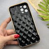 قاب گوشی iPhone 12 Pro Max آیفون ژله ای مای کیس گلد لاین لوزی دور طلایی محافظ لنز دار مشکی کد 154225