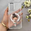 قاب گوشی Galaxy A72 سامسونگ اورجینال ژله ای شیشه ای شفاف طرح مگ سیف فانتزی کرومی دخترونه کد 152109