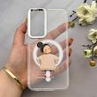 قاب گوشی Galaxy S23 FE سامسونگ اورجینال ژله ای شیشه ای شفاف طرح مگ سیف فانتزی کرومی دخترونه کد 152116