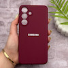 قاب گوشی Galaxy S25 FE سامسونگ سیلیکونی اورجینال پاک کنی درجه یک زیربسته زرشکی کد 150725