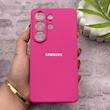 قاب گوشی Galaxy S26 Ultra سامسونگ سیلیکونی اورجینال پاک کنی درجه یک زیربسته سرخابی کد 150739
