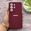 قاب گوشی Galaxy S26 Ultra سامسونگ سیلیکونی اورجینال پاک کنی درجه یک زیربسته زرشکی کد 150741