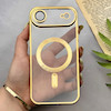 قاب گوشی iPhone 17 Air آیفون اورجینال الکتروپلیتینگ مگ سیف دار ژله ای شفاف اورجینال یونیک کیس VIP Case محافظ لنز دار طلایی کد 155053