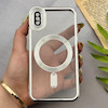 قاب گوشی iPhone X - XS آیفون اورجینال الکتروپلیتینگ مگ سیف دار ژله ای شفاف اورجینال یونیک کیس VIP Case محافظ لنز دار نقره ای کد 155056