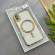 قاب گوشی iPhone X - XS آیفون اورجینال الکتروپلیتینگ مگ سیف دار ژله ای شفاف اورجینال یونیک کیس VIP Case محافظ لنز دار طلایی کد 155057