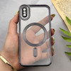 قاب گوشی iPhone X - XS آیفون اورجینال الکتروپلیتینگ مگ سیف دار ژله ای شفاف اورجینال یونیک کیس VIP Case محافظ لنز دار مشکی کد 155058