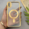 قاب گوشی iPhone XS Max آیفون اورجینال الکتروپلیتینگ مگ سیف دار ژله ای شفاف اورجینال یونیک کیس VIP Case محافظ لنز دار طلایی کد 155060