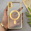 قاب گوشی iPhone XS Max آیفون اورجینال الکتروپلیتینگ مگ سیف دار ژله ای شفاف اورجینال یونیک کیس VIP Case محافظ لنز دار طلایی کد 155060