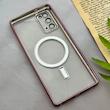 قاب گوشی Galaxy Note 20 سامسونگ اورجینال الکتروپلیتینگ مگ سیف دار ژله ای شفاف اورجینال یونیک کیس VIP Case محافظ لنز دار صورتی کد 155063