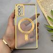 قاب گوشی Galaxy Note 20 سامسونگ اورجینال الکتروپلیتینگ مگ سیف دار ژله ای شفاف اورجینال یونیک کیس VIP Case محافظ لنز دار طلایی کد 155065