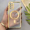 قاب گوشی Galaxy S20 Plus سامسونگ اورجینال الکتروپلیتینگ مگ سیف دار ژله ای شفاف اورجینال یونیک کیس VIP Case محافظ لنز دار طلایی کد 155070