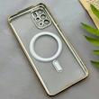 قاب گوشی Galaxy S20 Plus سامسونگ اورجینال الکتروپلیتینگ مگ سیف دار ژله ای شفاف اورجینال یونیک کیس VIP Case محافظ لنز دار طلایی کد 155070