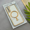 قاب گوشی Galaxy S21 FE سامسونگ اورجینال الکتروپلیتینگ مگ سیف دار ژله ای شفاف اورجینال یونیک کیس VIP Case محافظ لنز دار طلایی کد 155071