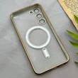 قاب گوشی Galaxy S23 Plus سامسونگ اورجینال الکتروپلیتینگ مگ سیف دار ژله ای شفاف اورجینال یونیک کیس VIP Case محافظ لنز دار طلایی کد 155076