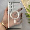 قاب گوشی Galaxy S25 Ultra سامسونگ اورجینال الکتروپلیتینگ مگ سیف دار ژله ای شفاف اورجینال یونیک کیس VIP Case محافظ لنز دار نقره ای کد 155081