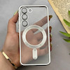 قاب گوشی Galaxy S23 سامسونگ اورجینال الکتروپلیتینگ مگ سیف دار ژله ای شفاف اورجینال یونیک کیس VIP Case محافظ لنز دار نقره ای کد 155086