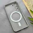 قاب گوشی Galaxy S23 سامسونگ اورجینال الکتروپلیتینگ مگ سیف دار ژله ای شفاف اورجینال یونیک کیس VIP Case محافظ لنز دار نقره ای کد 155086
