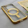 قاب گوشی Galaxy S23 سامسونگ اورجینال الکتروپلیتینگ مگ سیف دار ژله ای شفاف اورجینال یونیک کیس VIP Case محافظ لنز دار طلایی کد 155088