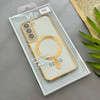 قاب گوشی Galaxy S22 سامسونگ اورجینال الکتروپلیتینگ مگ سیف دار ژله ای شفاف اورجینال یونیک کیس VIP Case محافظ لنز دار طلایی کد 155089