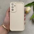 قاب گوشی Galaxy A25 سامسونگ طرح سیلیکونی Solid محافظ لنزدار کرم کد 129366