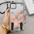 قاب گوشی iPhone 11 Pro Max آیفون طلقی شفاف شیشه ای فانتزی دارای آویزبند چرمی فلزی طرح پاپیون کد 153818