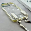 قاب گوشی iPhone 13 Pro Max آیفون طلقی شفاف شیشه ای فانتزی دارای آویزبند چرمی فلزی طرح گل های بابونه کد 153821